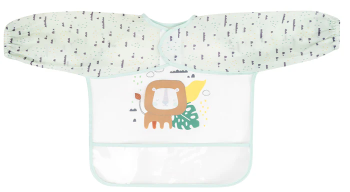 Kikka Boo Eva long sleeve bib with catcher, savanna blue design