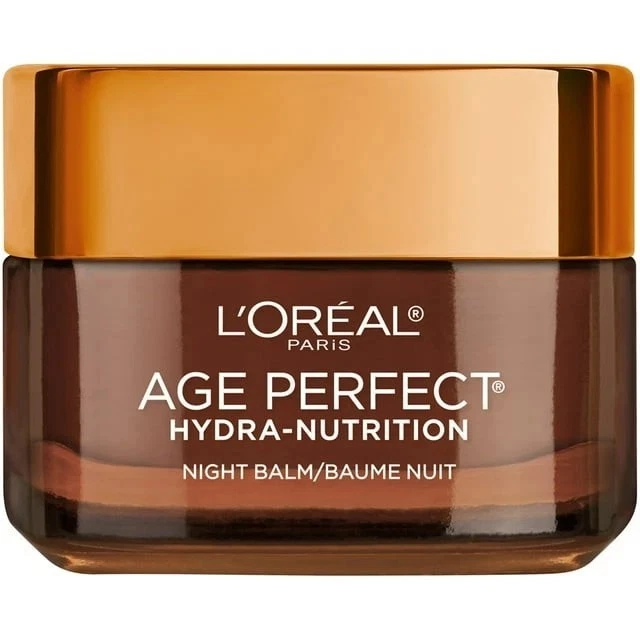 L'Oreal Paris Age Perfect Hydra-Nutrition honey night balm in amber glass jar