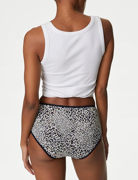Mark Spencer 5 pack high rise shorts cotton Lycra mix leopard print