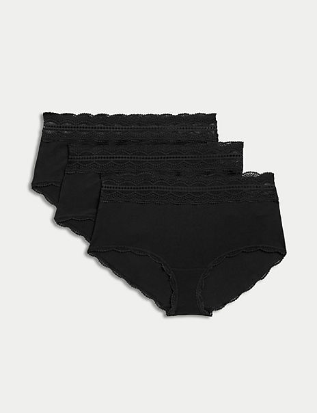 Mark & Spencer 3 pack cotton rich high rise black shorts briefs