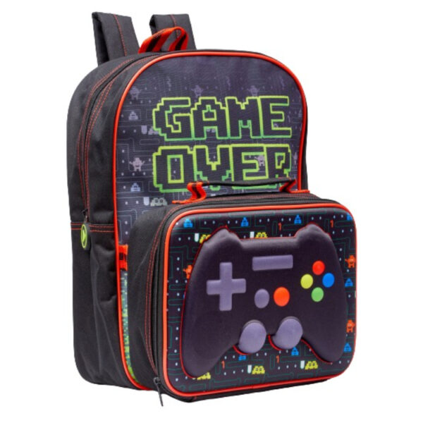 BMS Gaming Premium PV backpack with Game Over design and controller motif
