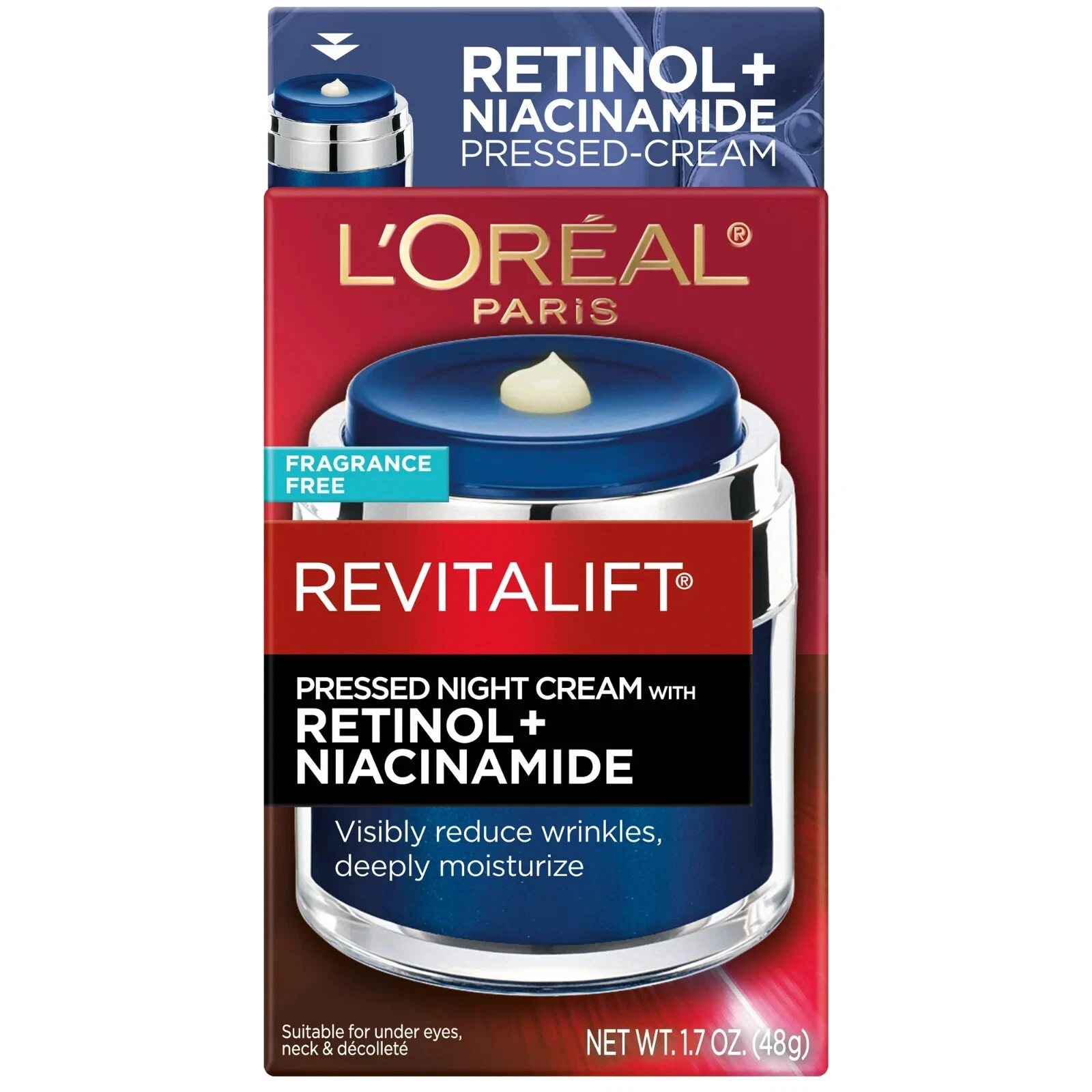 L'Oreal Paris Revitalift Pressed Night Cream with Retinol, 48g jar
