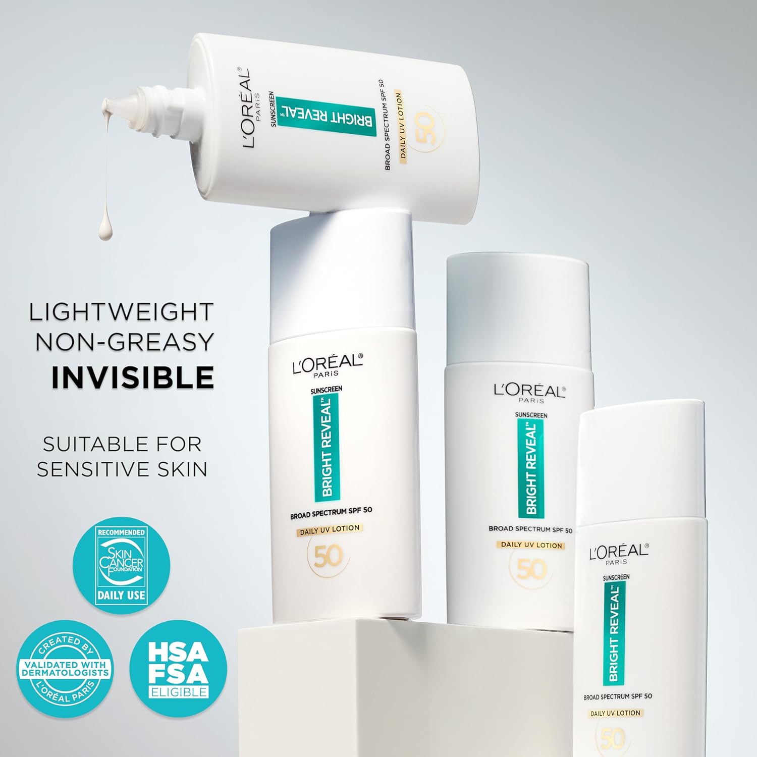 L'Oreal Paris Bright Reveal Broad Spectrum SPF 50 Daily UV Lotion with moisturiser sample