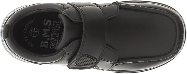 Buckle My Shoe black mock school shoes boys trainers with velcro strap