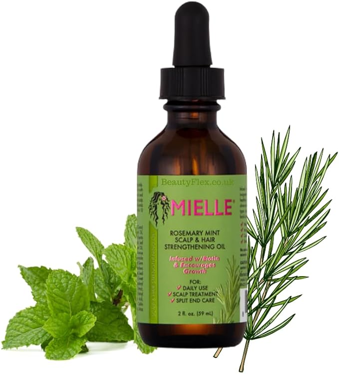 Mielle Rosemary Mint Hair and Scalp Strengthening Oil 2oz amber bottle