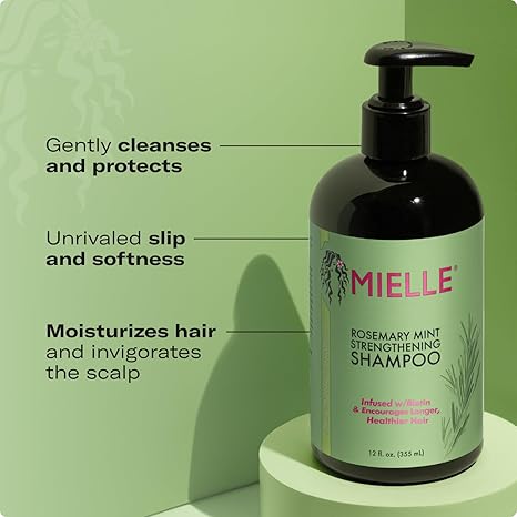 Mielle Rosemary Mint Strengthening Shampoo 12oz black pump bottle