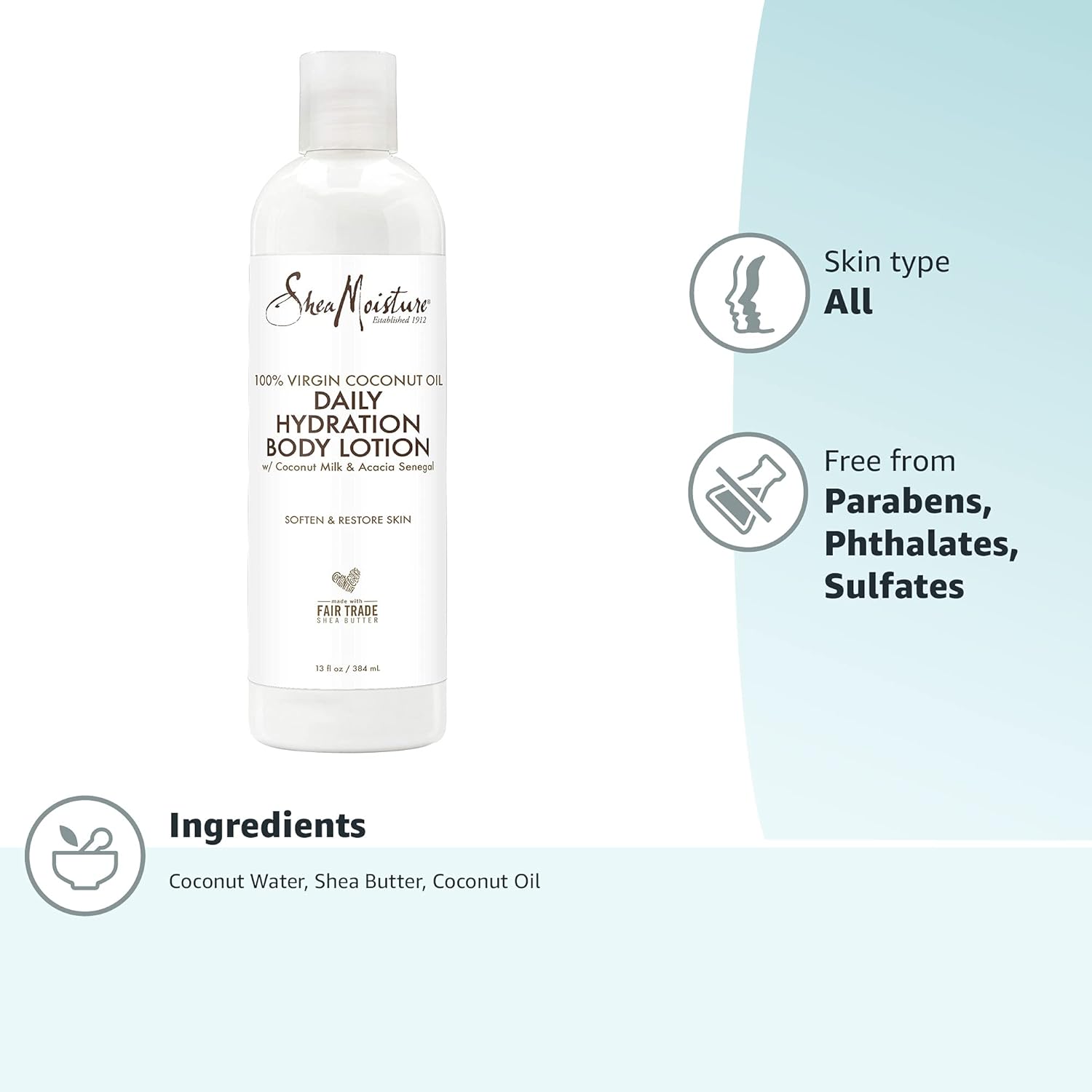 SheaMoisture 100% Virgin Coconut Oil Daily Hydration Body Lotion 13oz bottle