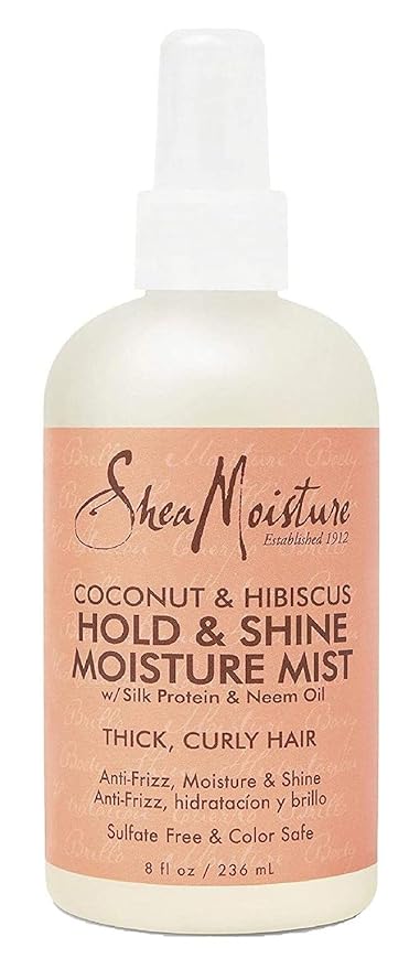 Shea Moisture coconut and hibiscus hold and shine moisture mist spray bottle