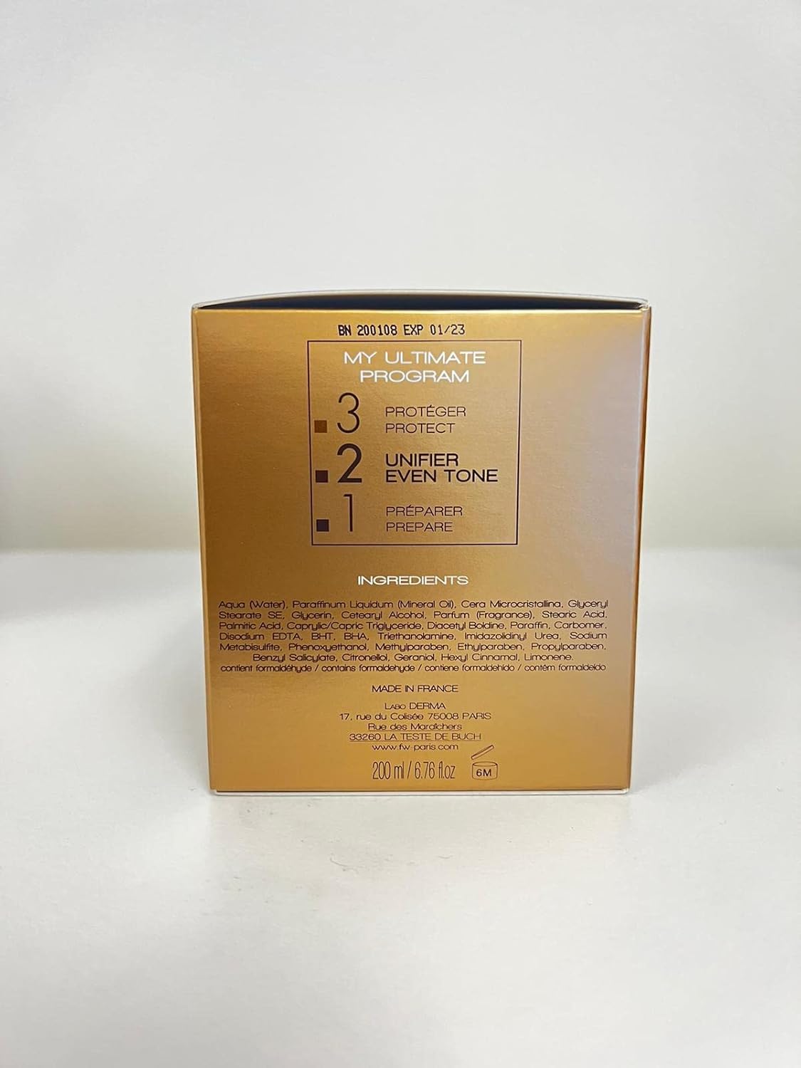 F&W Gold Exceptional Clarifying Cream 200ml skincare product box