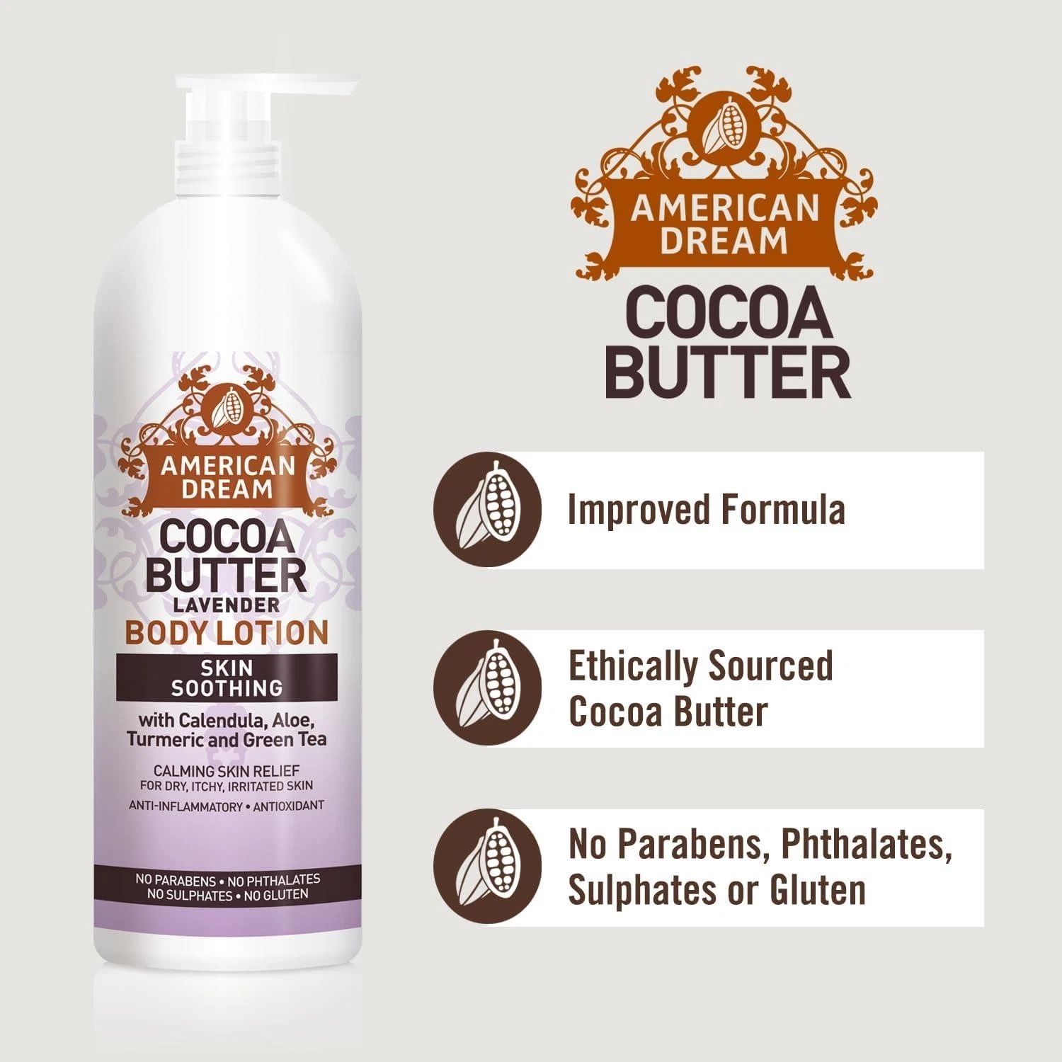 American Dream Cocoa Butter Lavender Body Lotion 750ml pump bottle