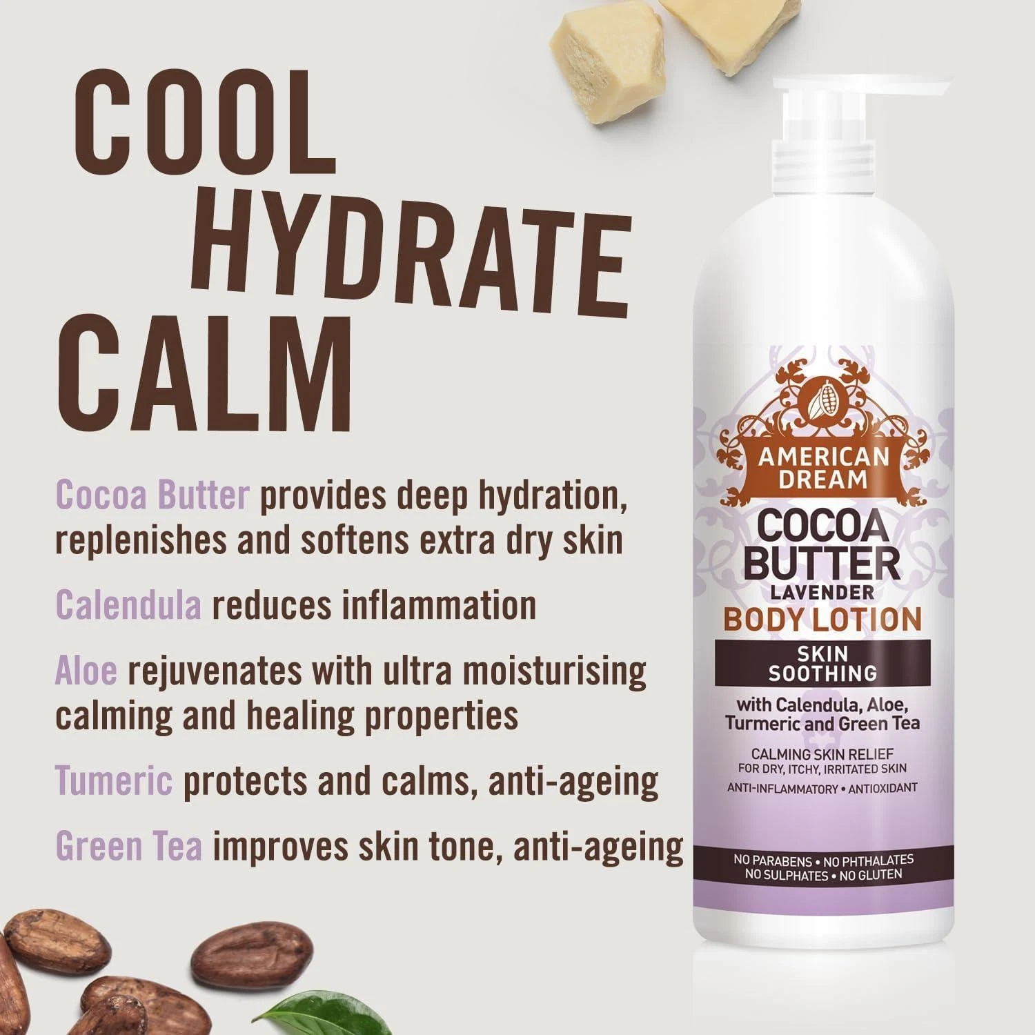 American Dream Cocoa Butter Lavender Body Lotion 750ml pump bottle