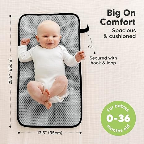 KeaBabies Swift grey travel changing pad with hook and loop fasteners