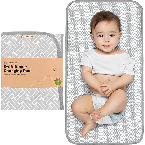 KeaBabies Swift grey patterned travel diaper changing pad for bags