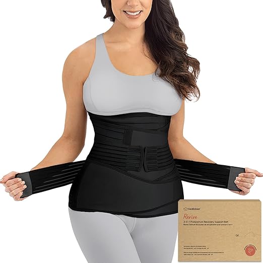 KeaBabies Revive black 3-in-1 postpartum recovery support belt with straps