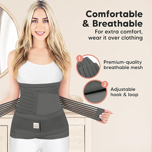 KeaBabies Revive 3-in-1 postpartum recovery support belt, charcoal grey