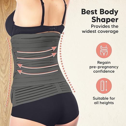 KeaBabies Revive charcoal grey postpartum recovery support belt with straps