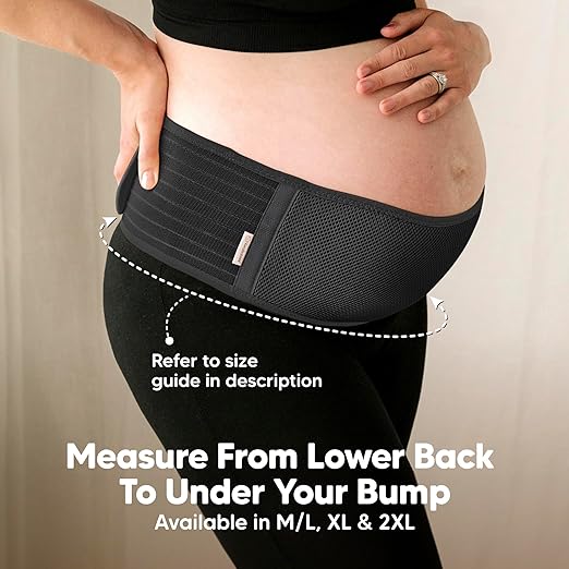 KeaBabies EASE black maternity belly support band for pregnancy