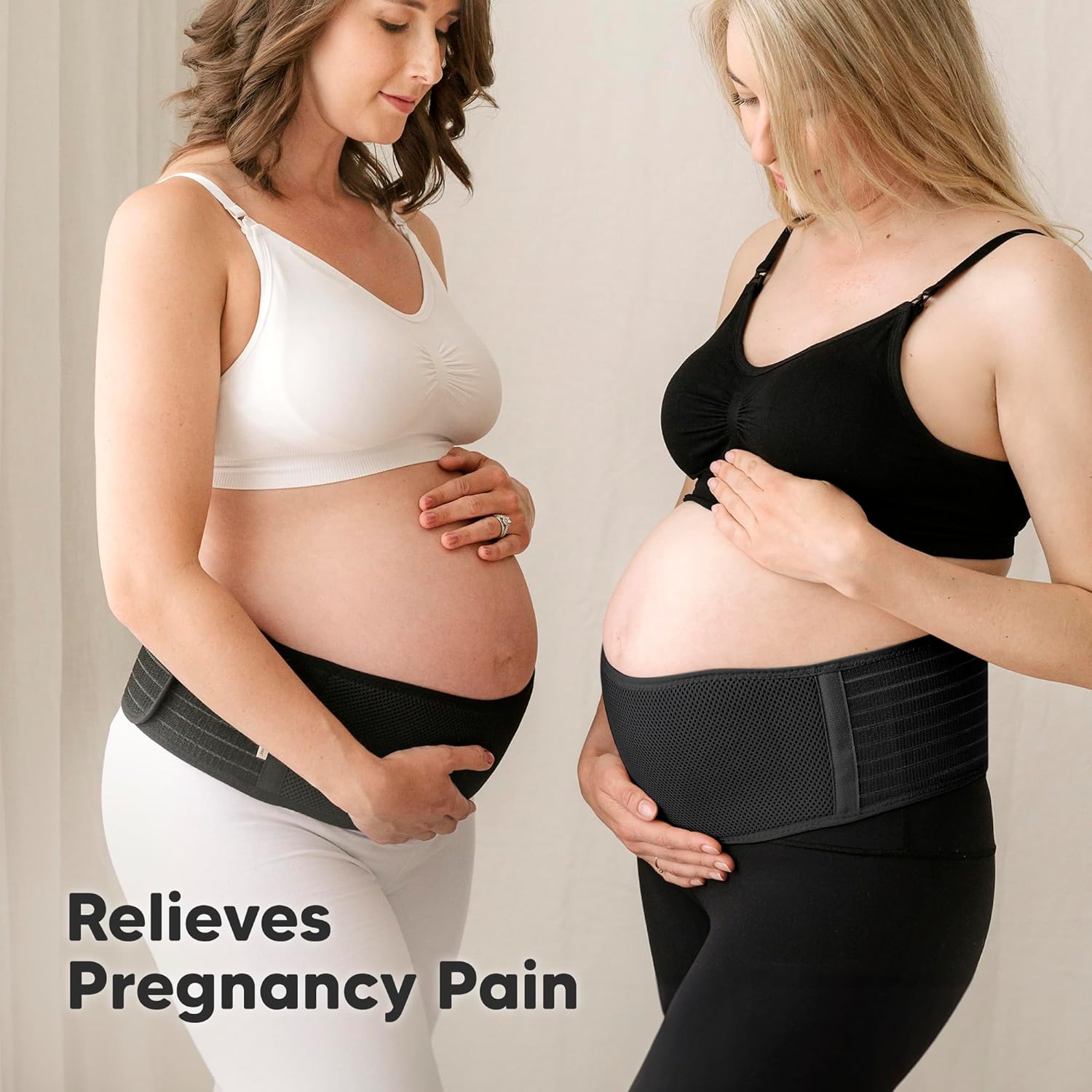KeaBabies EASE black maternity belly support belt worn by pregnant woman