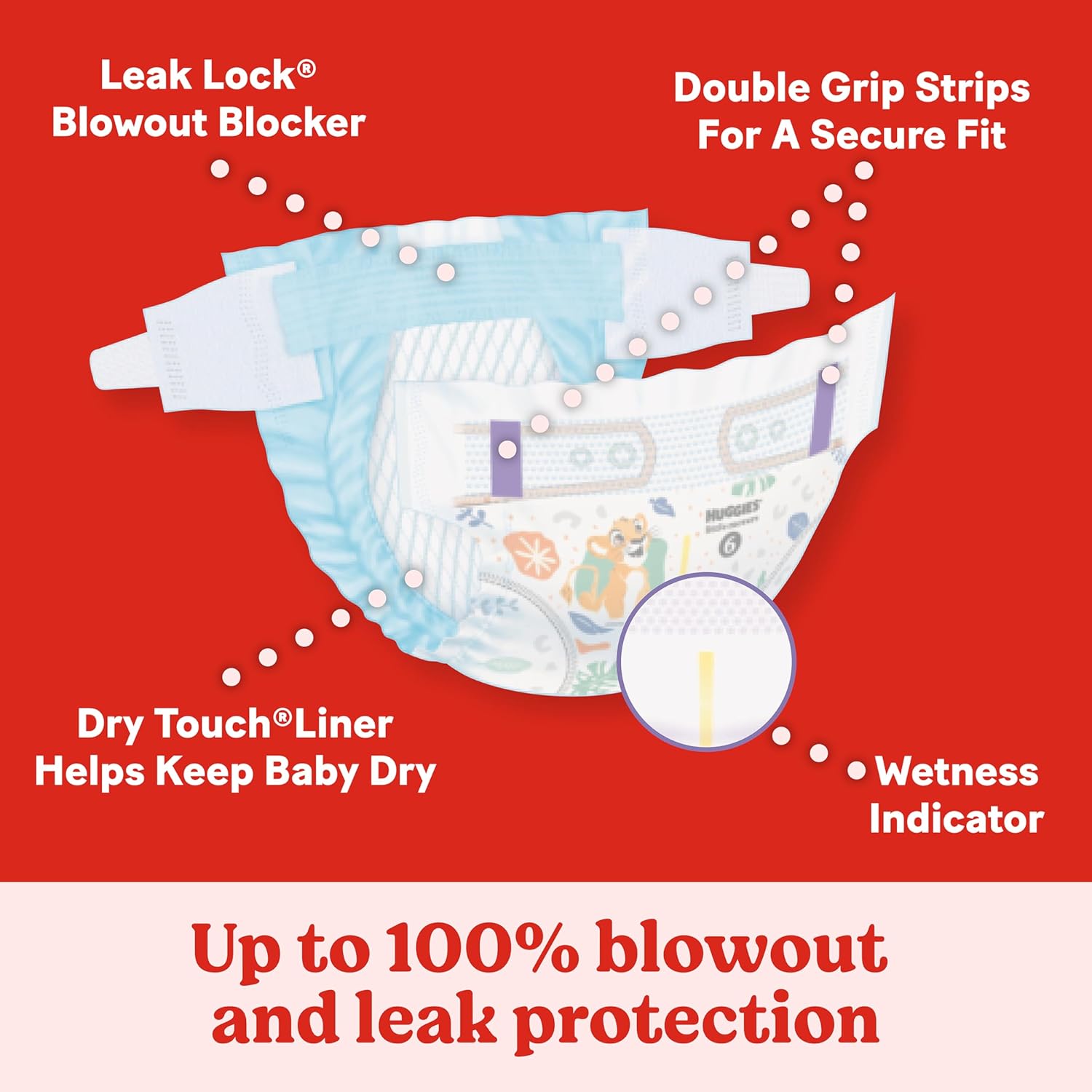 Huggies Little Movers Size 4 nappy with Leak Lock Blowout Blocker, 156 count pack
