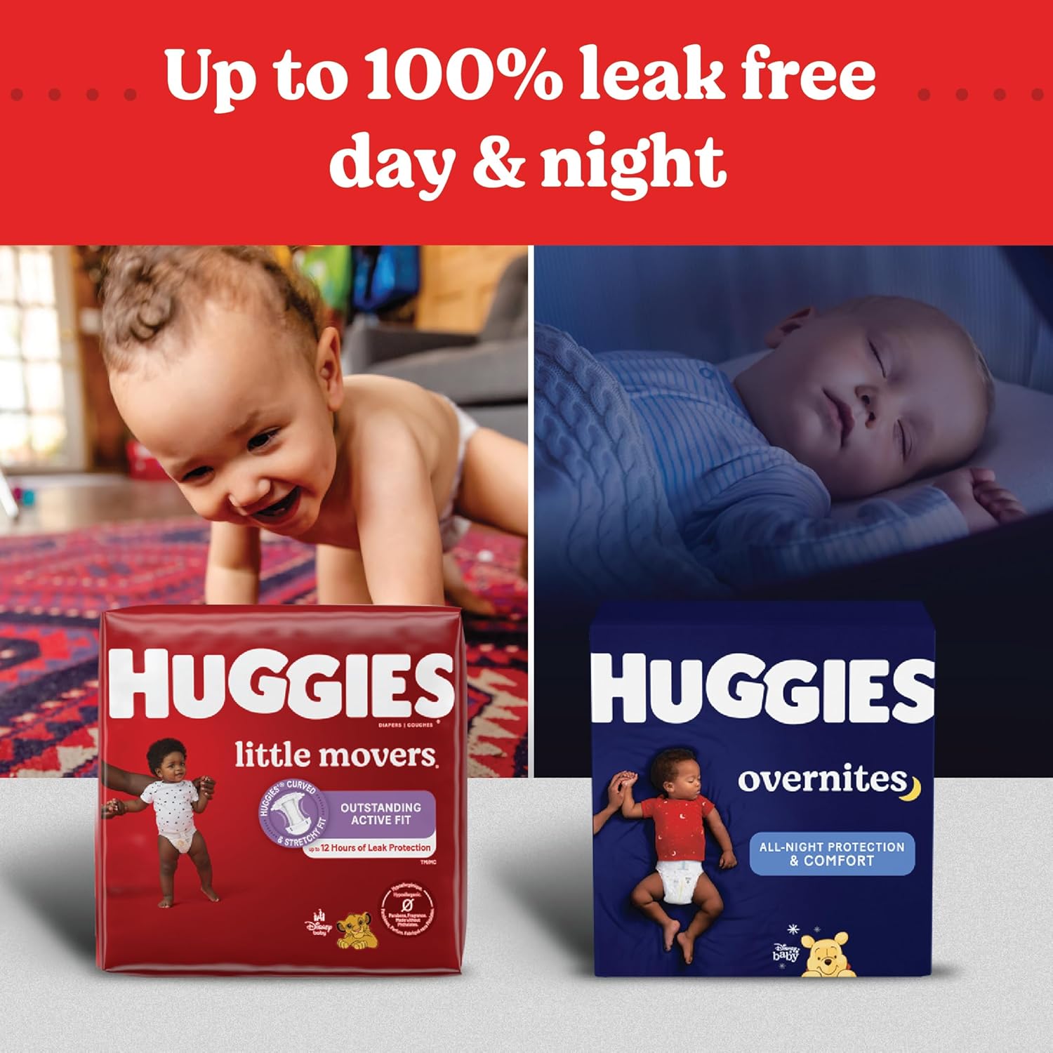 Huggies Little Movers Size 5 nappies, 132 count pack, red packaging
