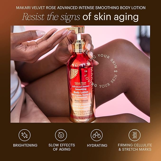 Makari Velvet Rose Advanced Intense Smoothing Body Lotion 500ml red bottle