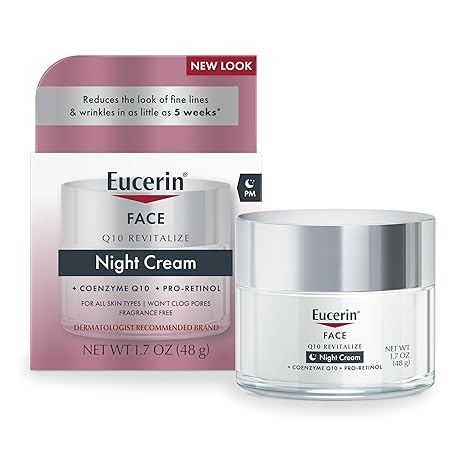 Eucerin Q10 Revitalize Night Cream Pro-Retinol 1.7 oz jar with packaging