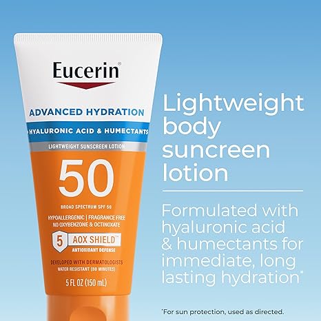 Eucerin Advanced Hydration Sunscreen Lotion SPF 50, 5 fl oz bottle