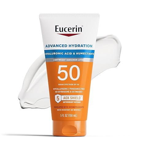 Eucerin Advanced Hydration Sunscreen Lotion SPF 50, 5 fl oz tube