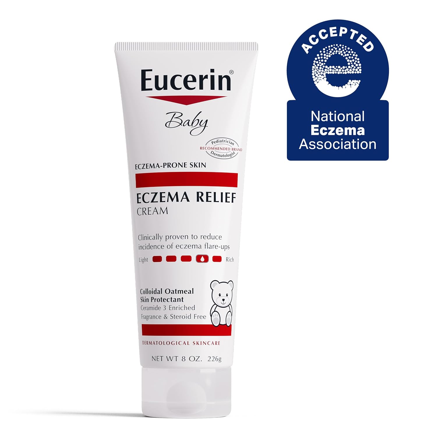 Eucerin Baby Eczema Relief Cream 8 oz tube fragrance free white tube
