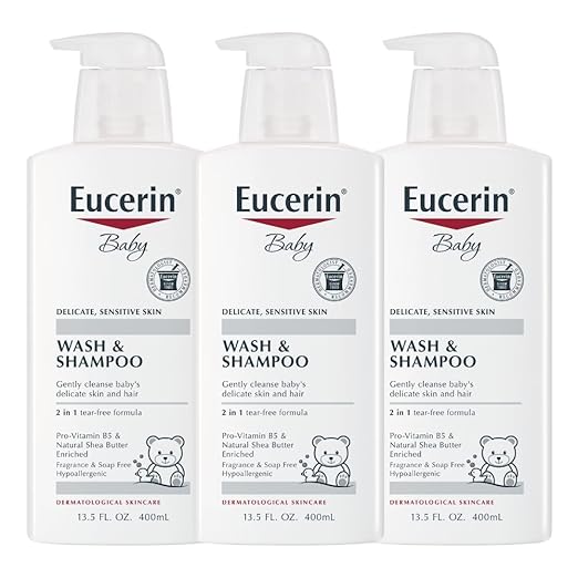 Eucerin Baby Body Wash and Shampoo 13.5 oz pump bottle with Pro-Vitamin B5