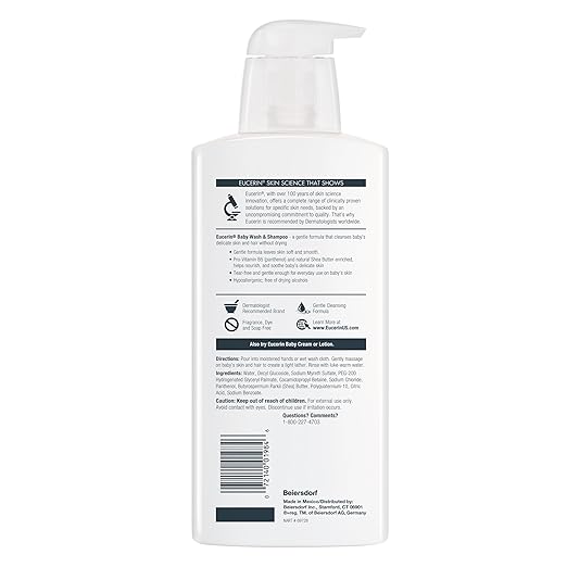 Eucerin Baby Body Wash and Shampoo with Pro-Vitamin B5, 13.5 oz pump bottle