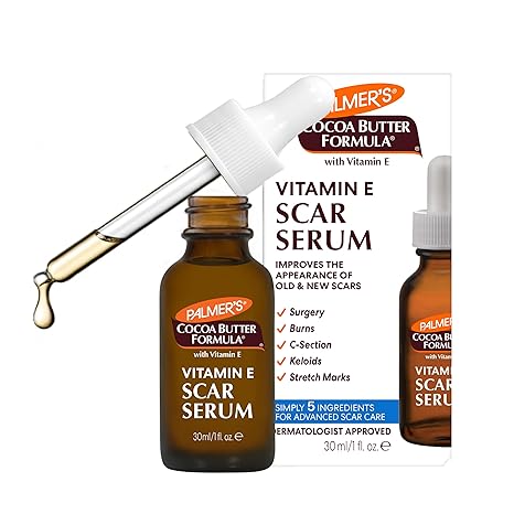Palmer's Cocoa Butter Vitamin E Scar Serum 1 fl oz bottle with applicator