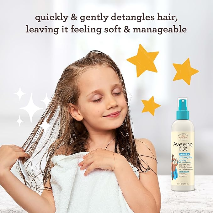 Aveeno KIDS Detangling Spray 10 fl oz bottle with turquoise pump