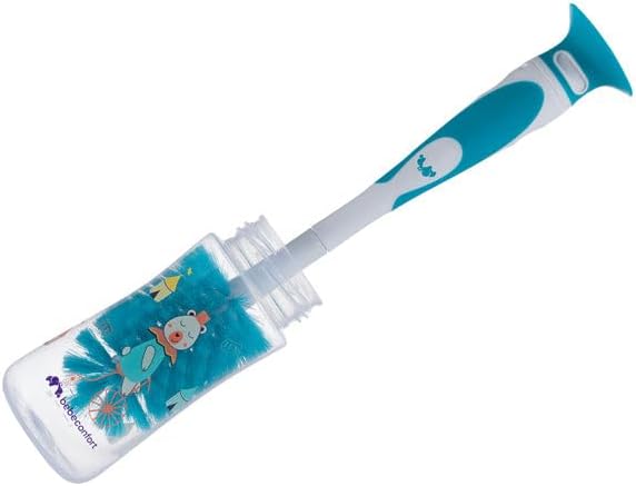 Bébé Confort 2 in 1 bottle brush with suction cup, turquoise and white