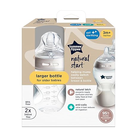 Tommee Tippee Natural Start 340ml baby bottles pack of two clear bottles