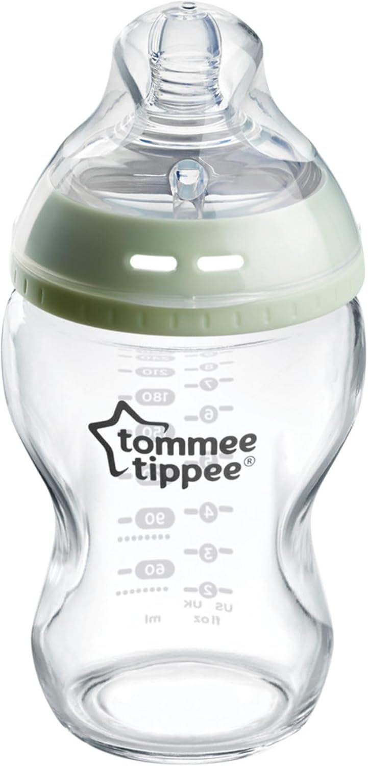 Tommee Tippee Closer to Nature glass feeding bottle 250ml with green collar