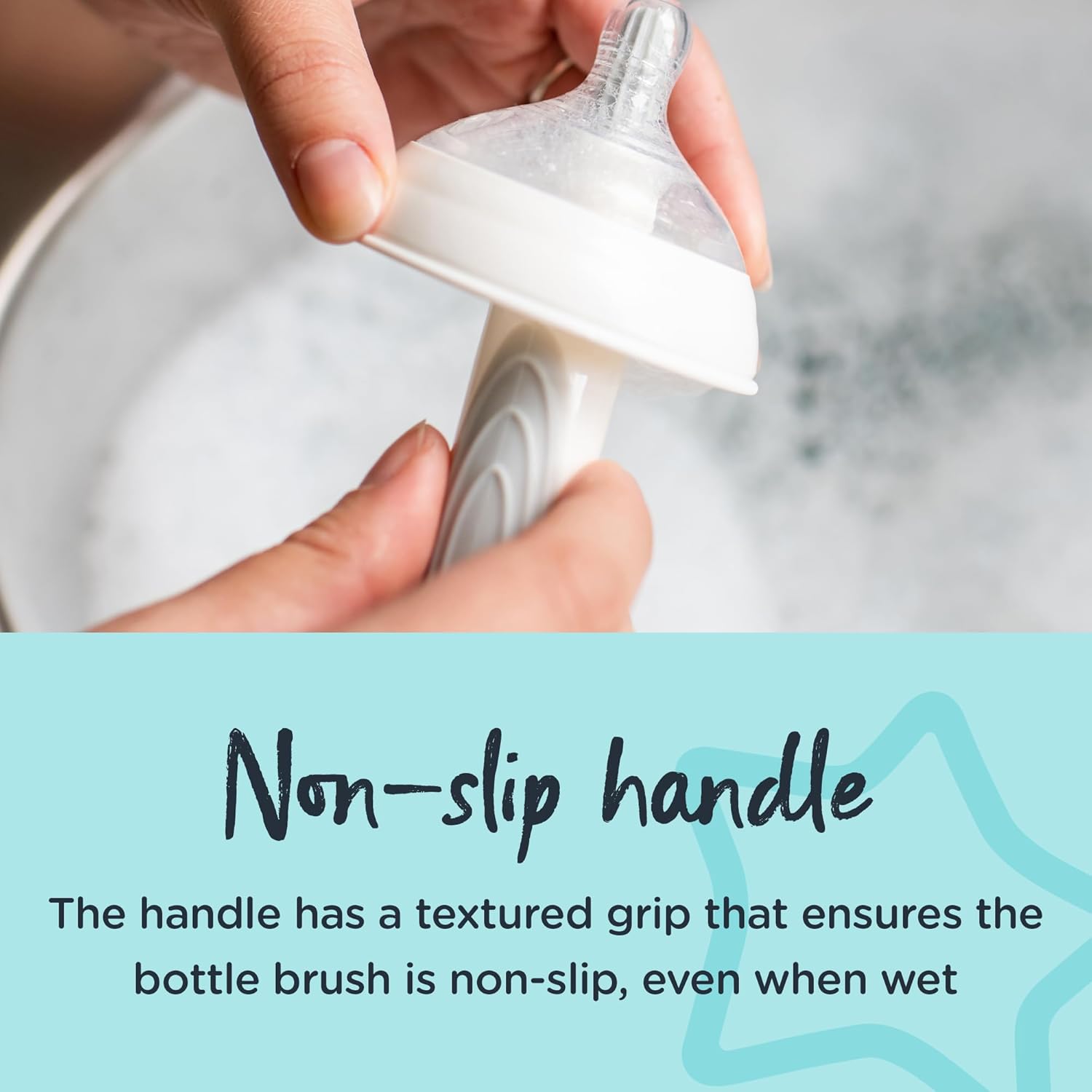 Tommee Tippee Closer to Nature bottle brush with neutral non-slip handle