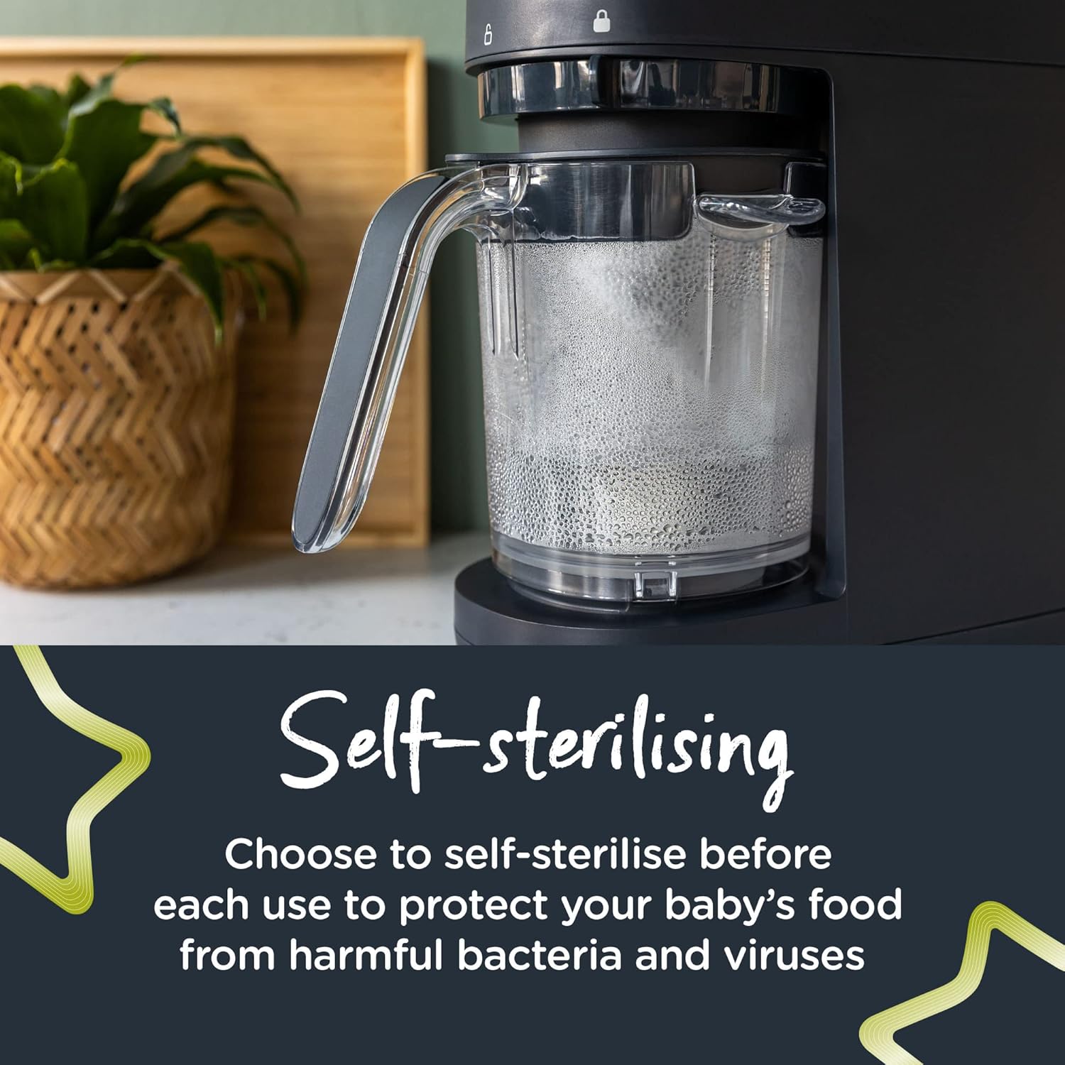 Tommee Tippee 6-in-1 black baby food maker with steam, blend and sterilise functions 500ml
