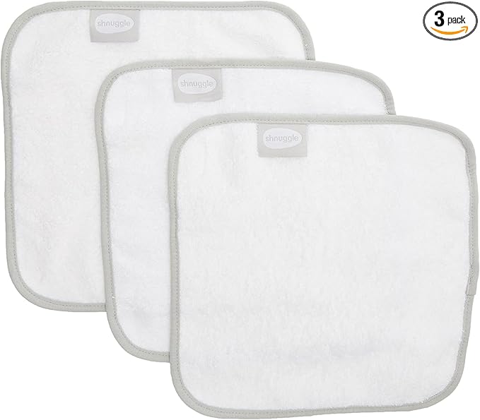 Snuggle soft baby wash cloth grey and white three pack