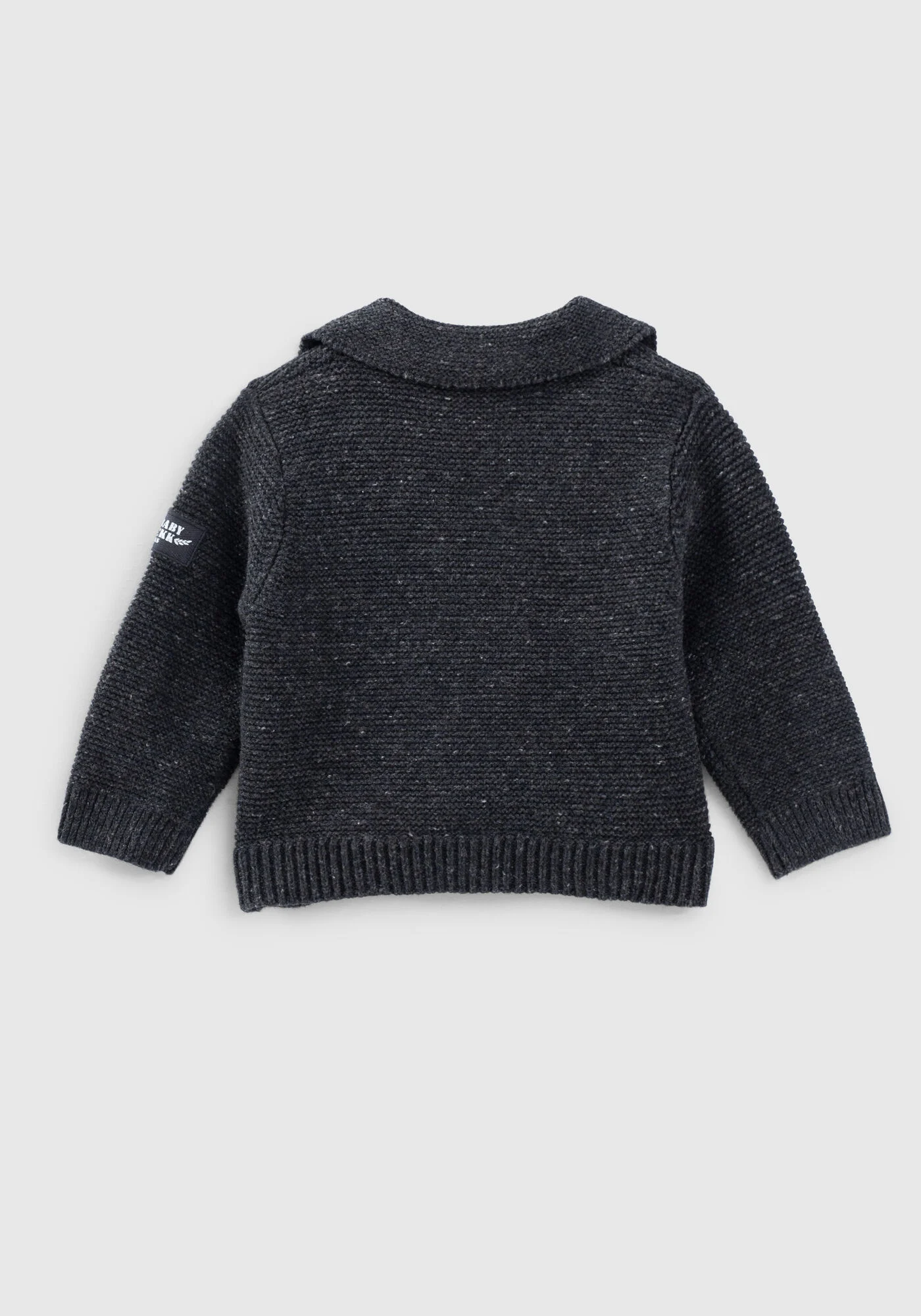 Charcoal marl cotton knit cardigan with collar for babies and toddlers