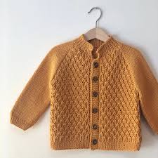Honey Grown Baby mustard organic cotton knit cardigan for infants