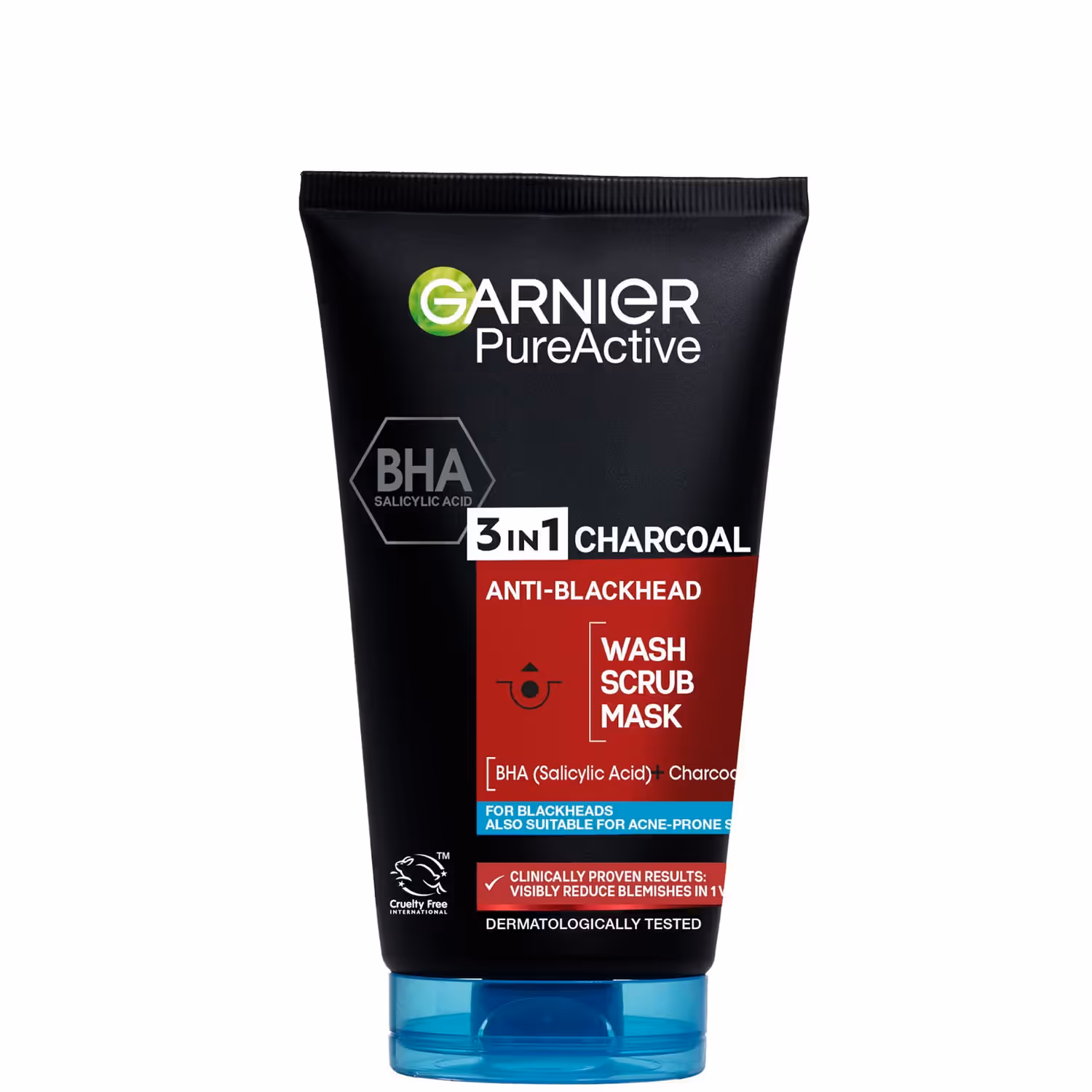 Garnier 3In1 Face Scrub, For Anti-Blackheads and Oily Skin, Unclogs Pores, With Pure Active Charcoal, Skinactive, 150m — photo 2