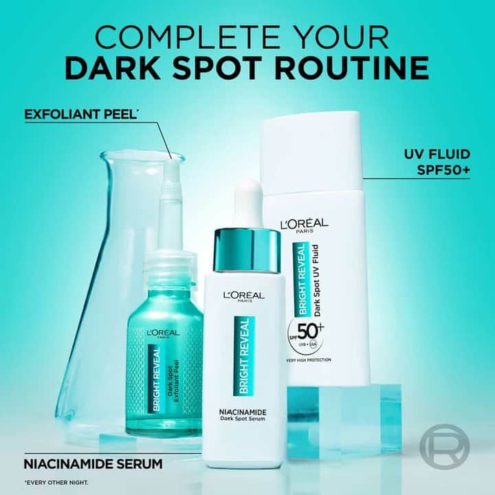 Loreal Paris Bright Reveal 10% Niacinamide Dark Spot Serum turquoise bottle