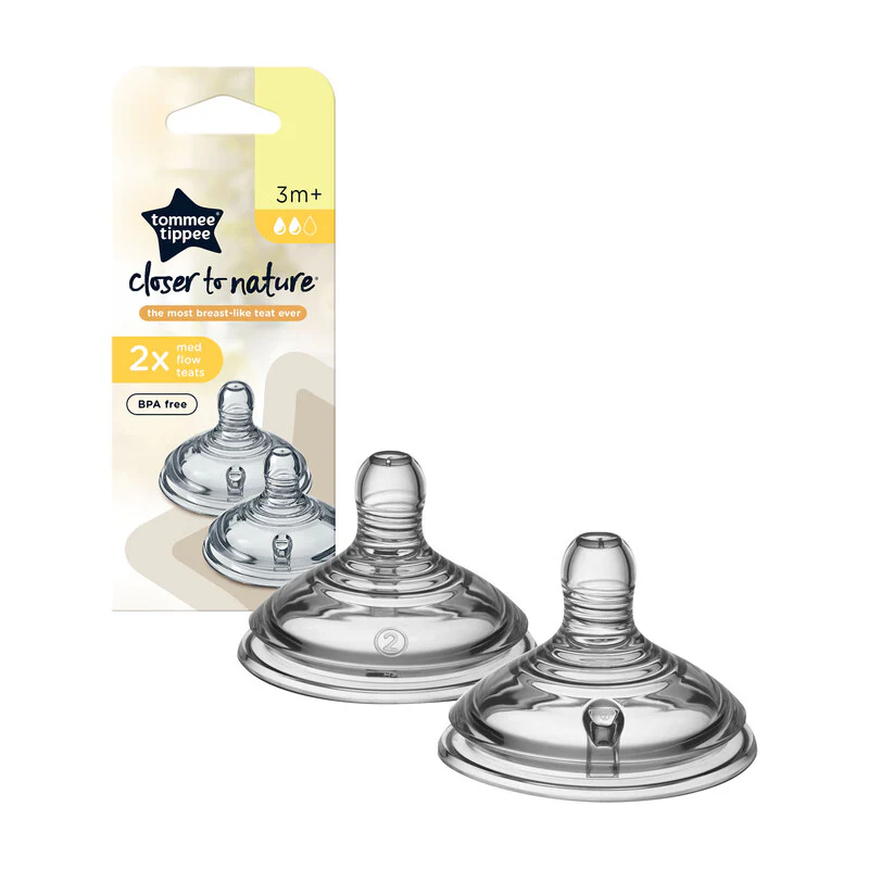 Tommee Tippee Closer to Nature fast flow teats 2 pack for 6 months plus babies