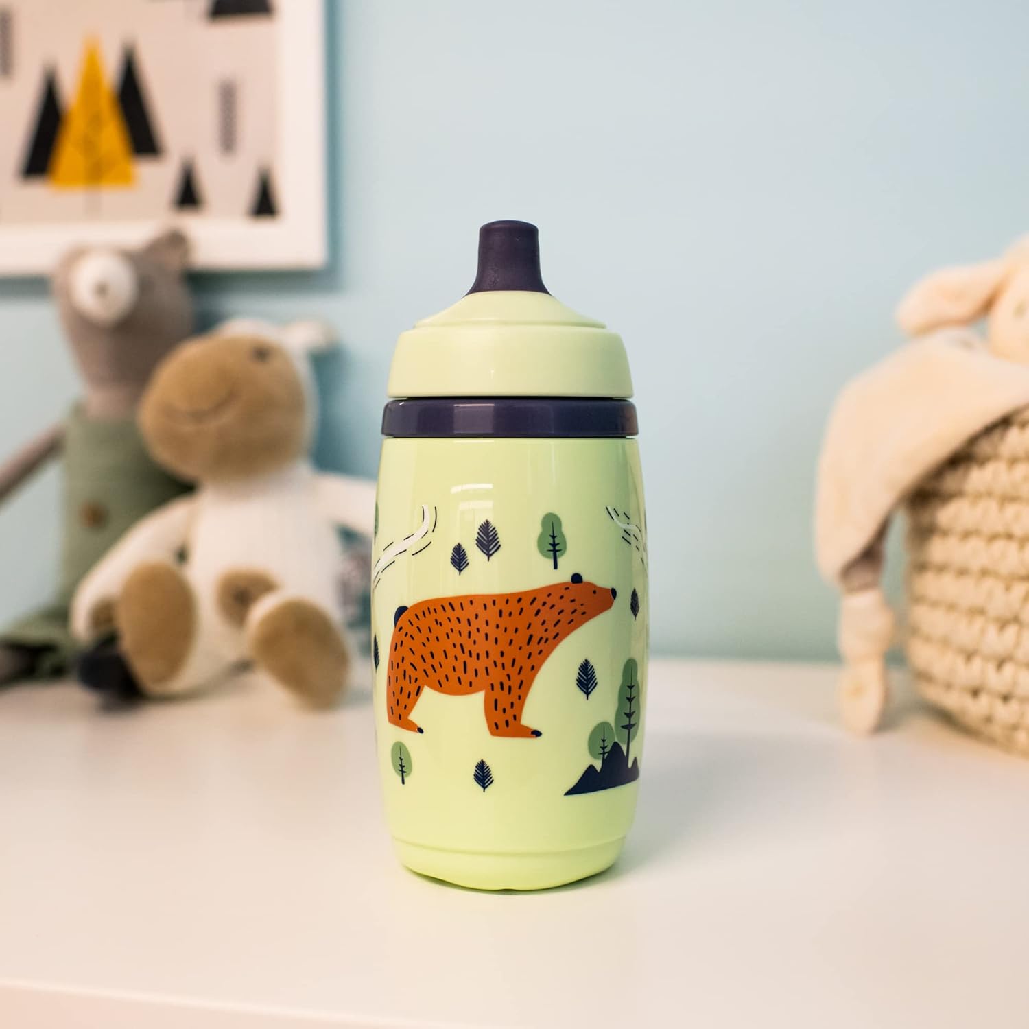 Tommee Tippee Superstar Insulated Sportee Water Bottle 266ml lime green bear design