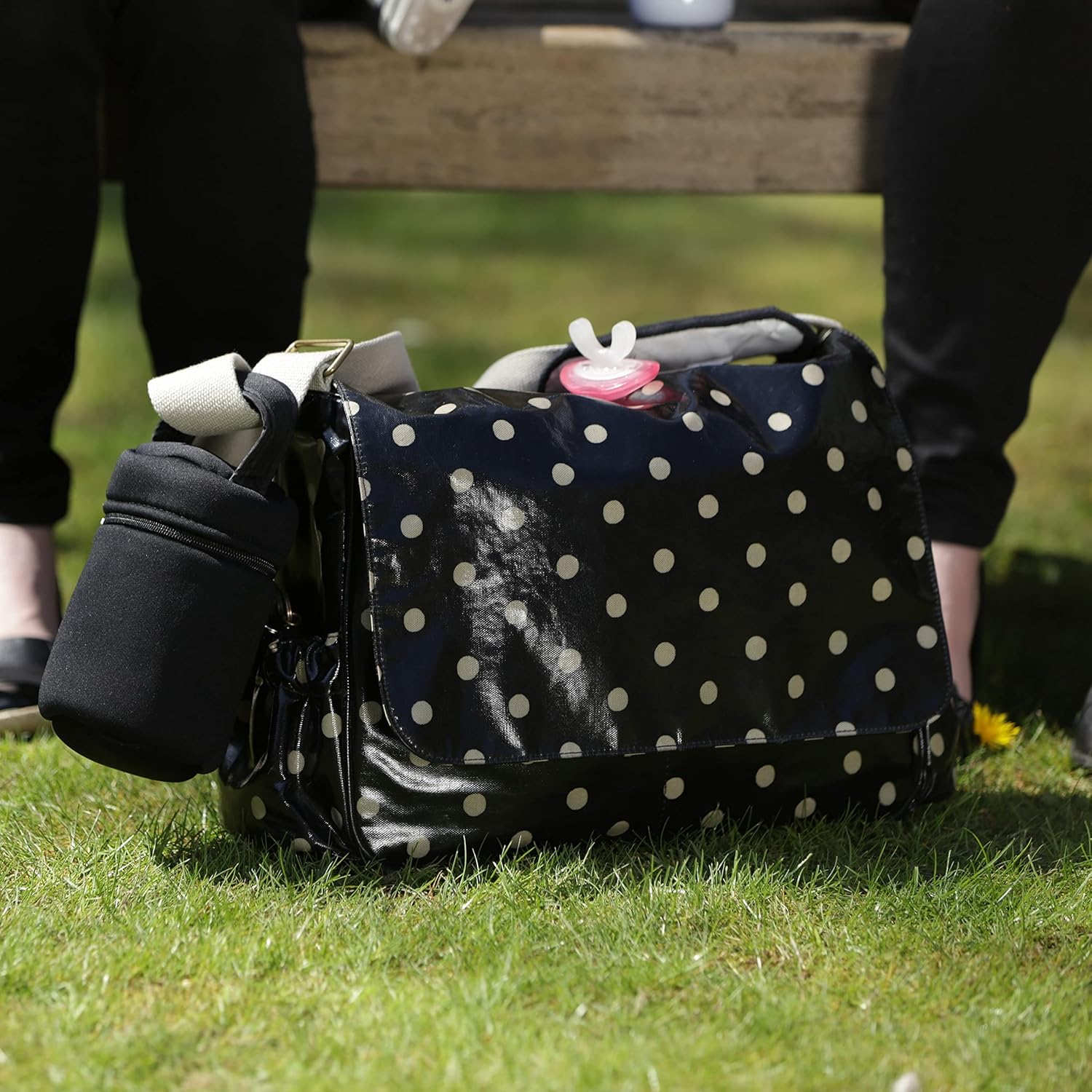 Tommee Tippee Closer to Nature insulated bottle bags, navy polka dot, pack of two