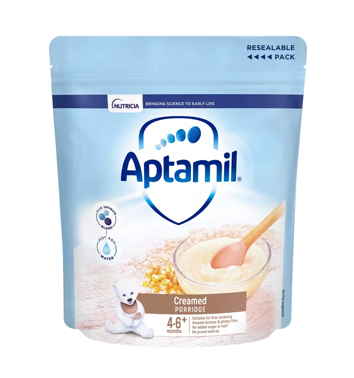 Aptamil Creamed Porridge Cereal 125g resealable pack for 4-6+ months babies