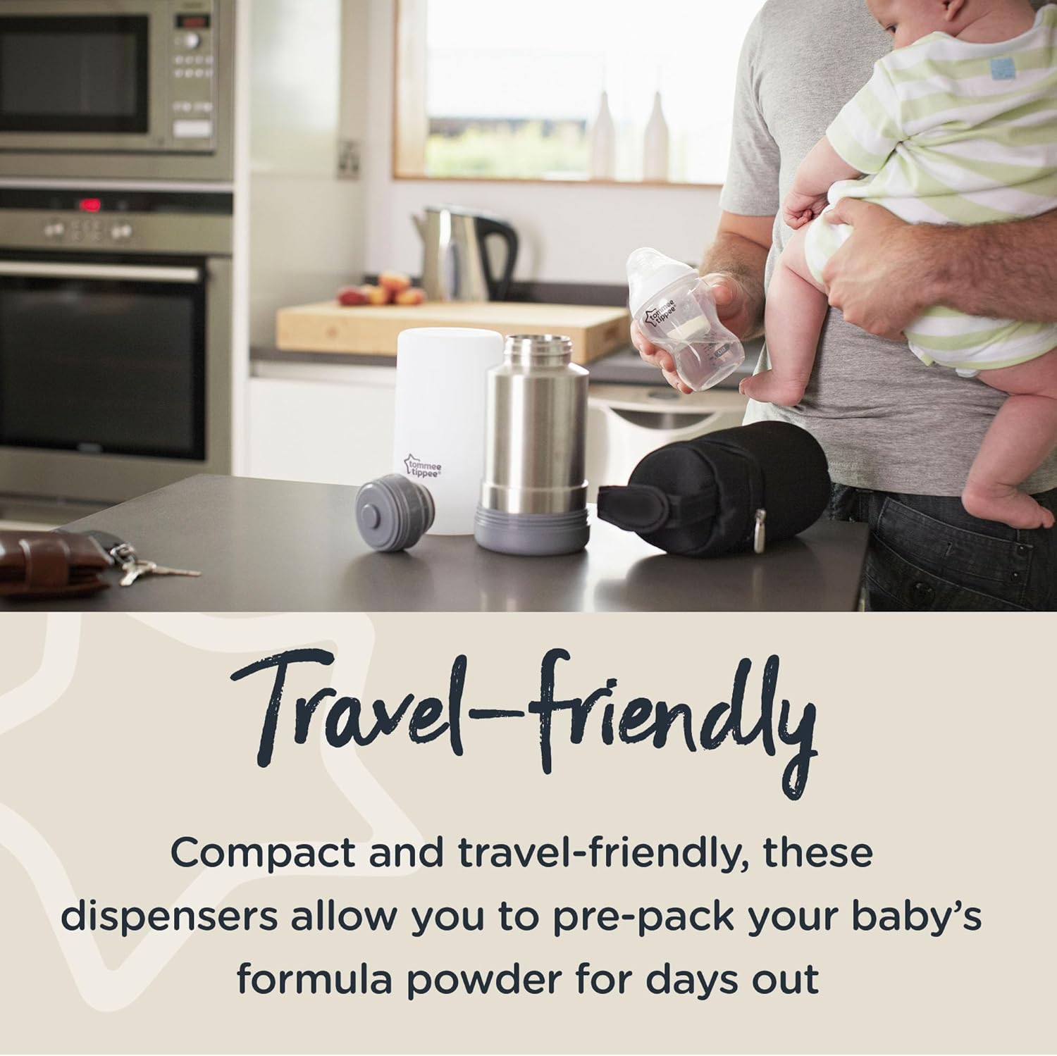 Tommee Tippee Closer to Nature milk powder dispensers in white and black, six-pack set