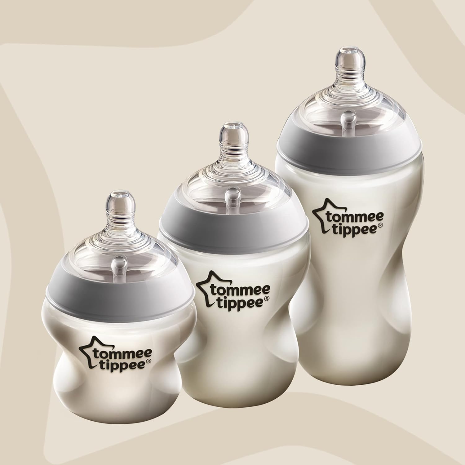 Tommee Tippee Closer to Nature baby bottles, cream, 260ml with teats