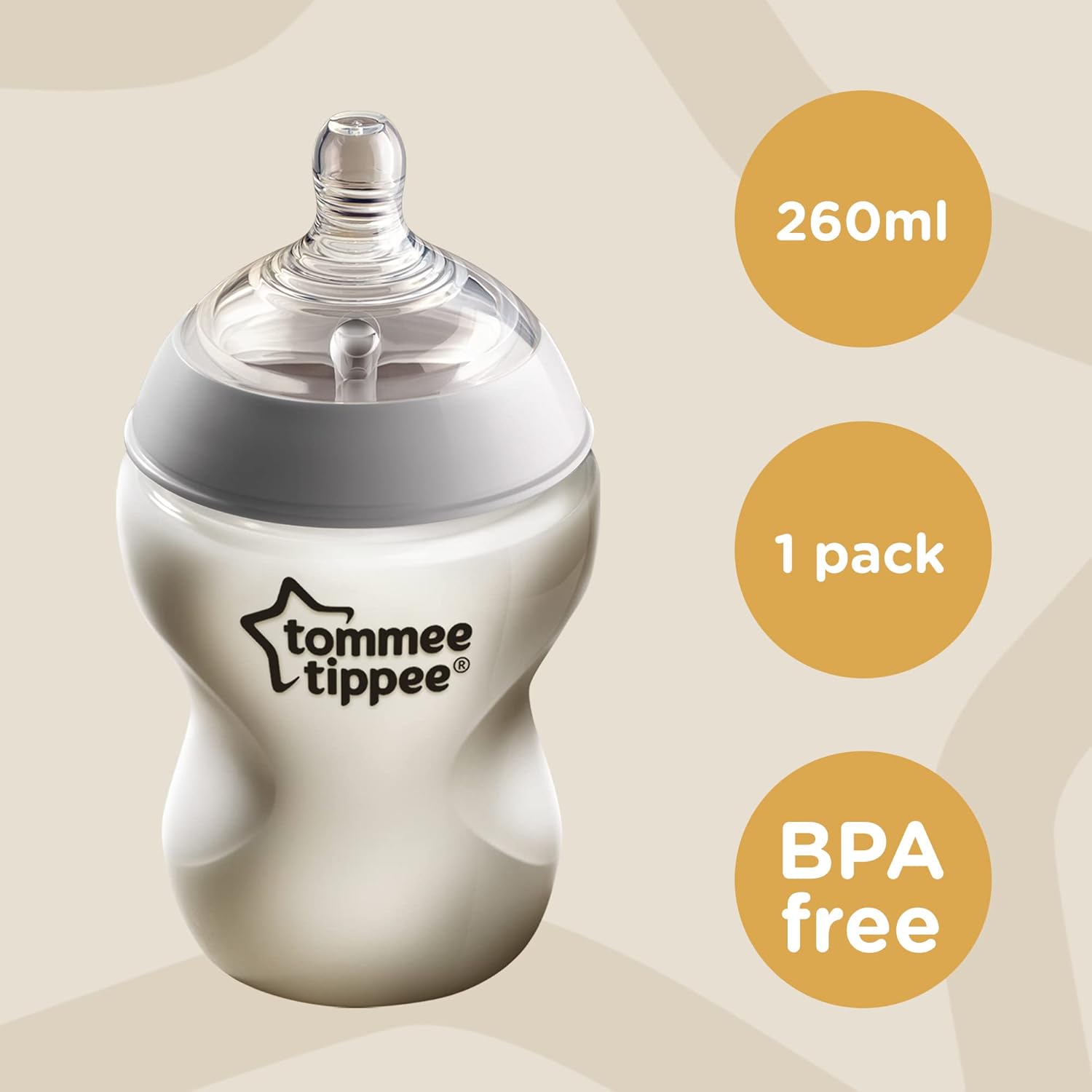 Tommee Tippee Closer to Nature baby bottle 260ml white single pack